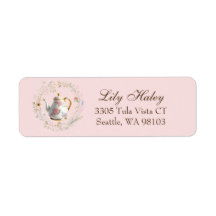 Étiquette de adresse du salon de thé Baby shower C