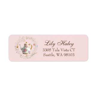 Étiquette de adresse du salon de thé Baby shower C