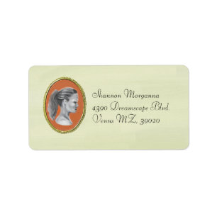 Étiquette de adresse élégant de broche de camé