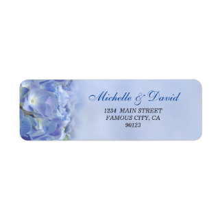 Étiquette de adresse élégant Hydrangea Blue Floral