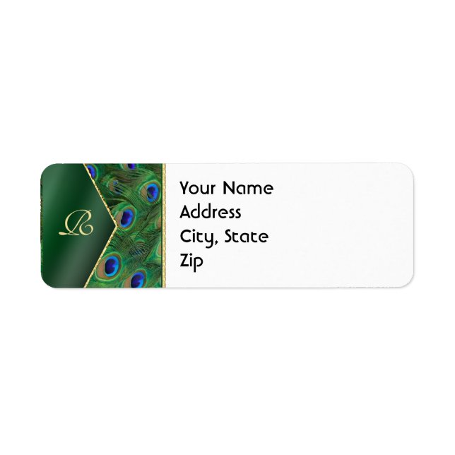 Étiquette de adresse Emerald Green Peacock (Devant)