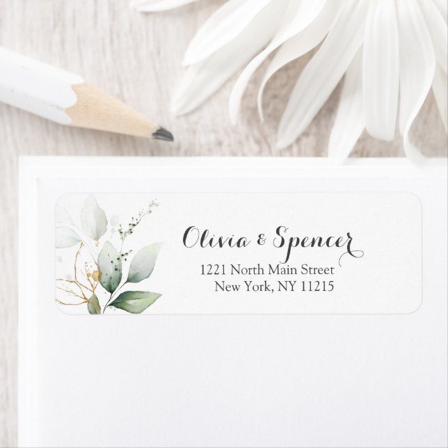 Étiquette de adresse Feuille d'aquarelle  (En situation)