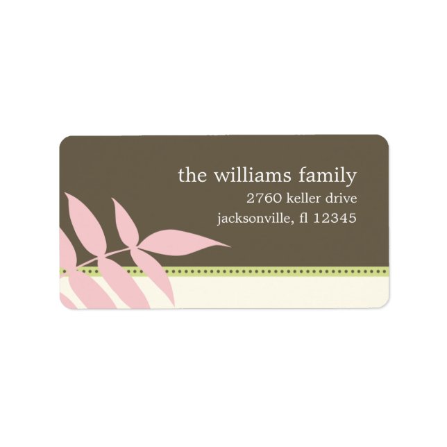 Étiquette de adresse Feuille précieux - rose (Devant)