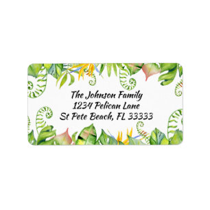Étiquette de adresse Feuille Tropical coloré