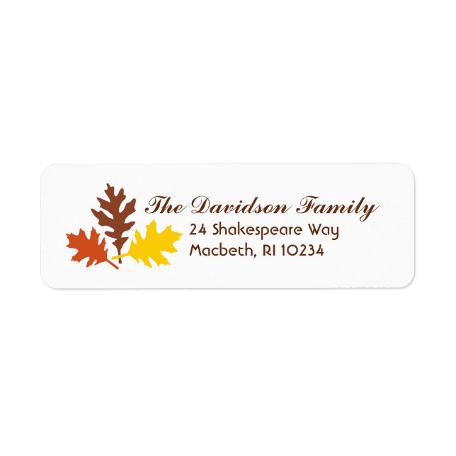 Étiquette de adresse Feuilles d'automne (Devant)
