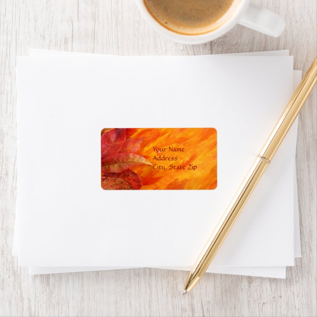 Étiquette de adresse Feuilles d'automne (En situation)