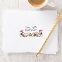 Étiquette de adresse fleur sauvage