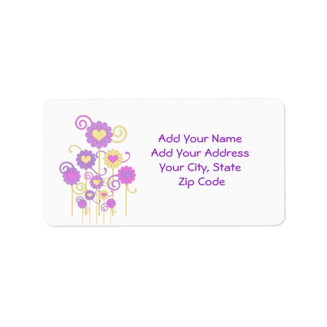 Étiquette de adresse, Fleurs numériques colorées,  (Devant)