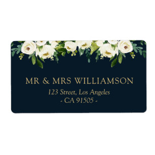 étiquette de adresse floral blanc ivoire