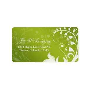 Étiquette de adresse floral blanc vert de mariage