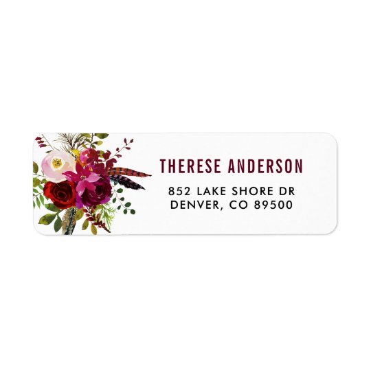 Étiquette de adresse floral d'automne de Boho