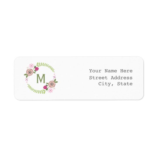 Étiquette de adresse floral de guirlande