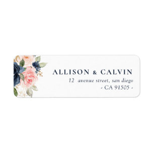 Étiquette de adresse floral de mariage de marine