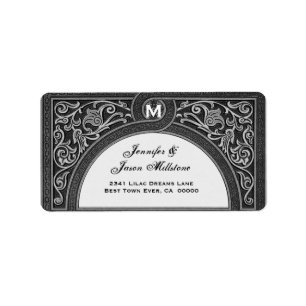 Étiquette de adresse floral GRIS de mariage de