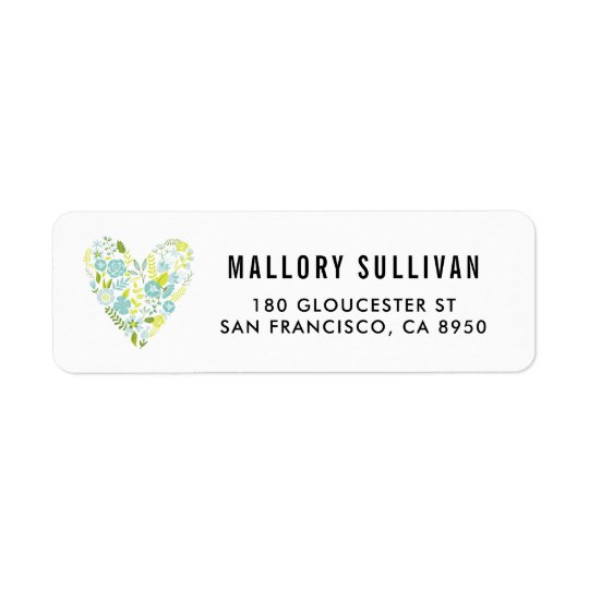 Étiquette de adresse floral jaune et bleu de