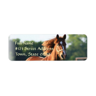 Étiquette de adresse galopant de retour de cheval