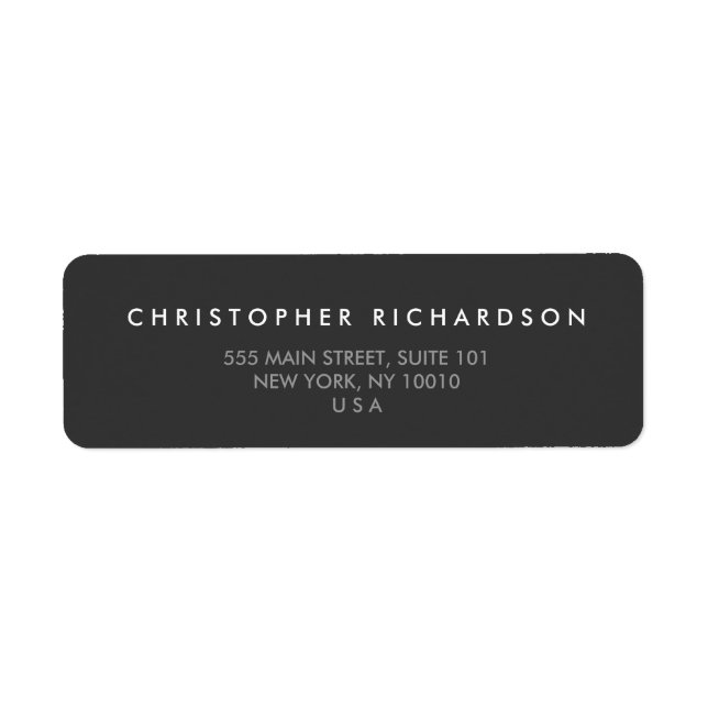 ÉTIQUETTE DE ADRESSE gris foncé MODERNE et MINIMAL (Devant)