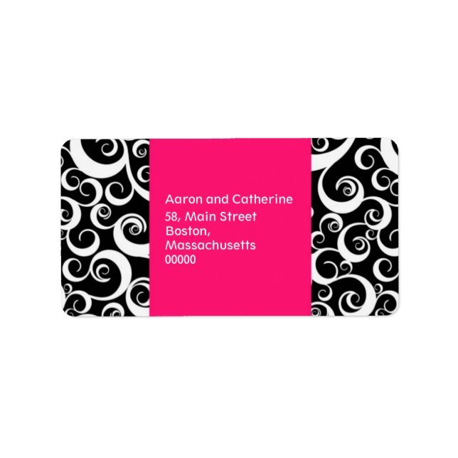Étiquette de adresse Hot rose et noir Damask  (Devant)