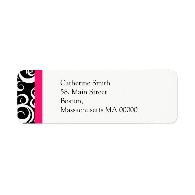 Étiquette de adresse Hot rose et noir Damask  (Devant)