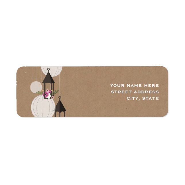 Étiquette de adresse inspiré de carte de lanternes (Devant)