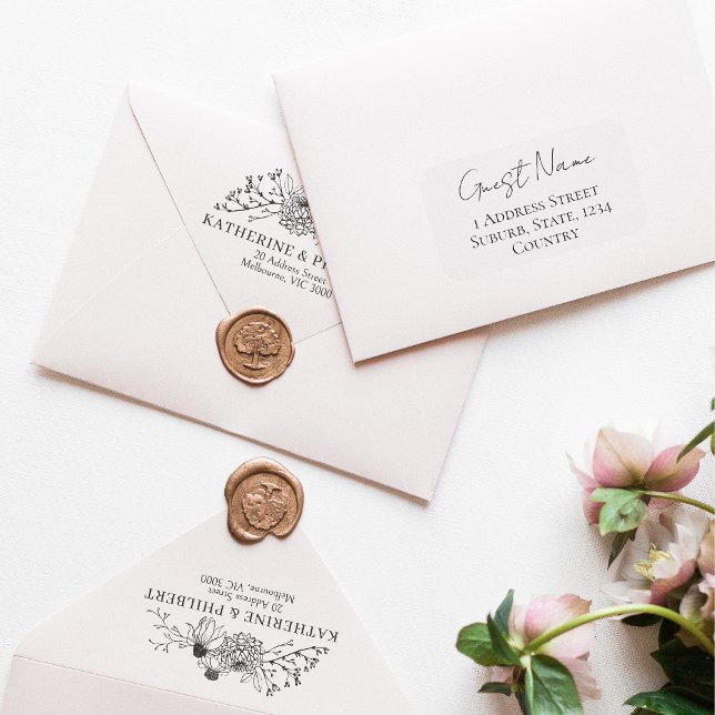 Étiquette de adresse invité Mariage personnalisabl (Customisable Wedding Guest Name and Address Sticker)