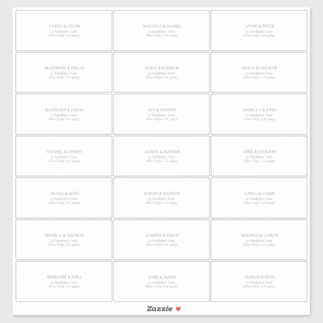 Étiquette de Adresse Invité Vert Sage Foncé Transp (Feuille)