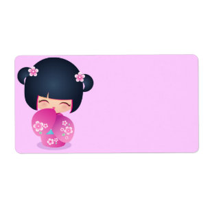 Étiquette de adresse Kokeshi Fraise