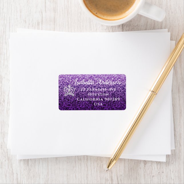 Étiquette de adresse Lilac pourpre de la couronne  (En situation)