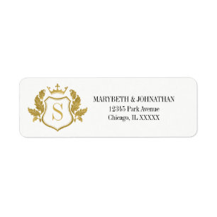 Étiquette de adresse Mariage classique Gold Crest