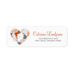 Étiquette de adresse Mariage de coeur floral oran