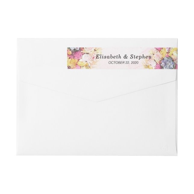 Étiquette de adresse Mariage de fleurs d'aquarelle (Dos)