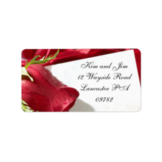 étiquette de adresse mariage de rose rouge