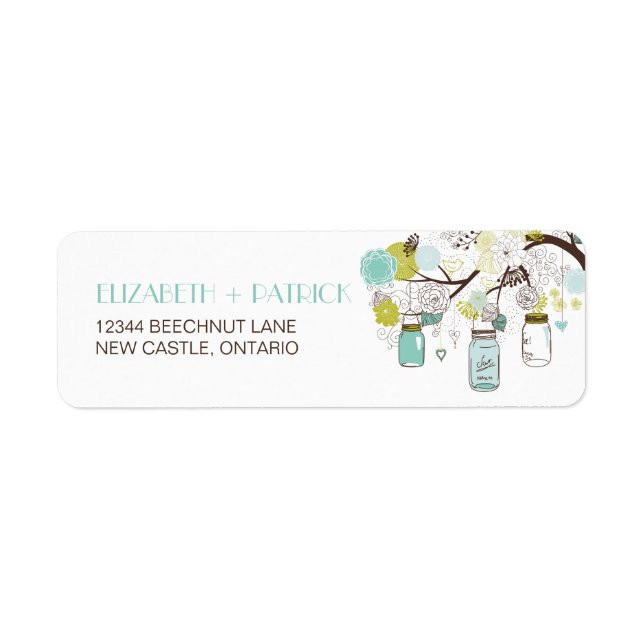 Étiquette de adresse Mariage des jarres Mason bleu (Devant)