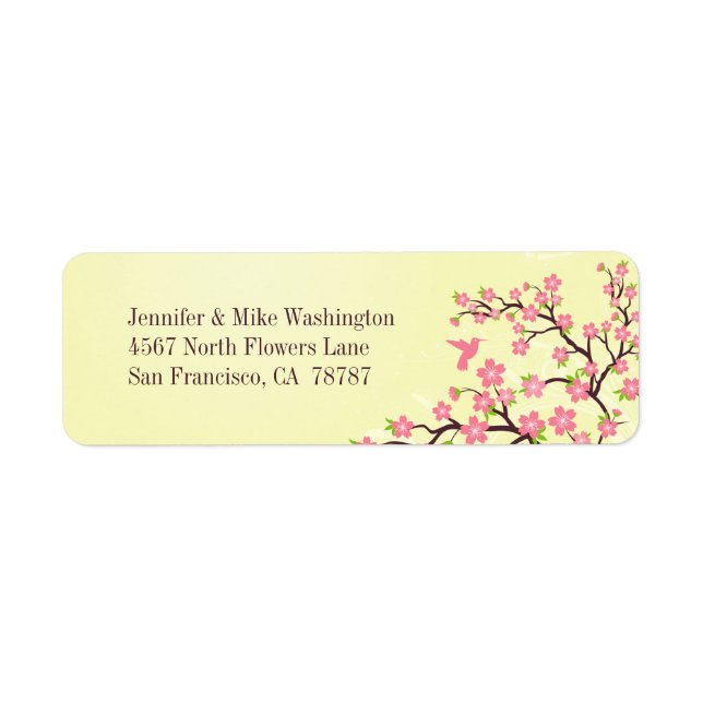 Étiquette de adresse mariage élégant aux fleurs de (Devant)