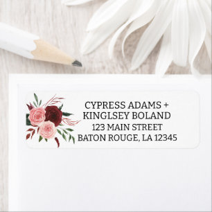 Étiquette de adresse Mariage floral de Burgundy Fa