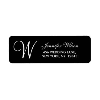 Étiquette de adresse Mariage moderne noir blanc