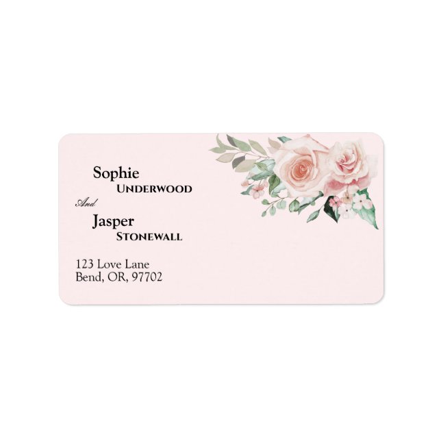 Étiquette de adresse Mariage rose flou (Devant)