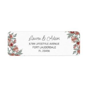 Étiquette de adresse Mariage Rustique Floral Terra