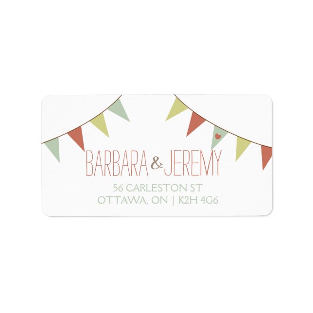 Étiquette de adresse Mariage Shabby Chic Bunting (Devant)