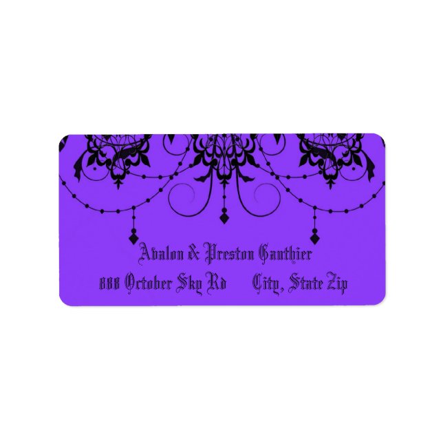 Étiquette de adresse Mariage Victorian Lace Purple (Devant)