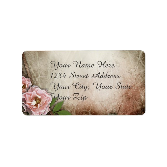 Étiquette de adresse Mariage vintage Roses rose (Devant)