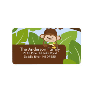 Étiquette de adresse mignon de cadre de singe de