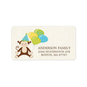 Étiquette de adresse mignon de retour de singe