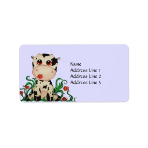Étiquette de adresse mignon de vache à bébé