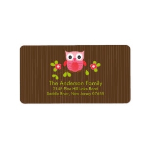 Étiquette de adresse mignon moderne de hibou