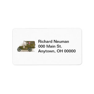 Étiquette de adresse militaire vintage d'ambulance