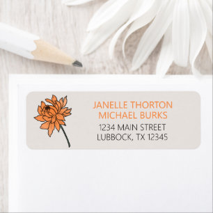 Étiquette de adresse minimaliste de chrysanthème