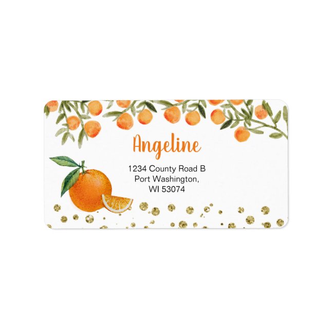 Étiquette de adresse moderne Citrus Orange (Devant)