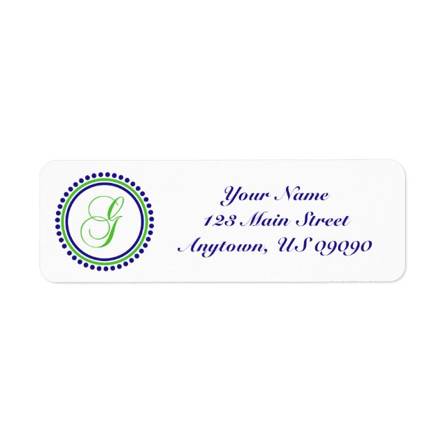 Étiquette de adresse Mongramme du cercle de points (Devant)