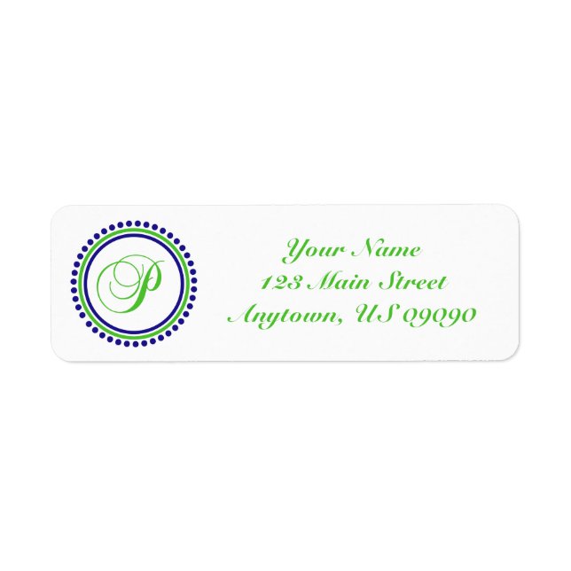 Étiquette de adresse Mongramme du cercle de points (Devant)